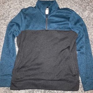 Grey & Blue Half Zip-Up Crewneck